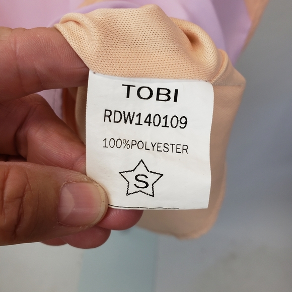 TOBI Linus zig zag shift lavender and peach dress size small - Picture 9 of 11